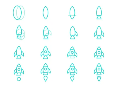 Rocket To The Moon Step By Step icon make stuff outline procress rocket