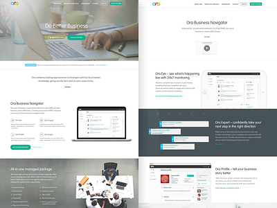 Ora Marketing site re-design business design flat homepage landing landing page page ui ux web website