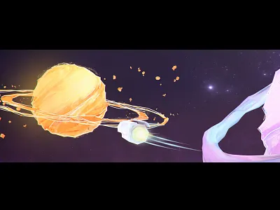 Space travel c4d planet ship space travel