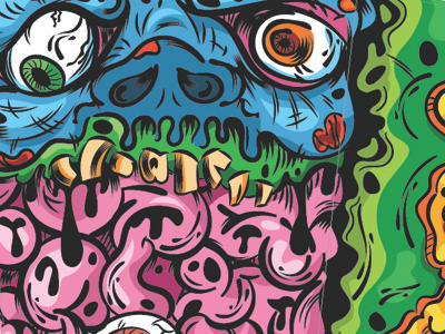 Horror Box color dead freaky gory halloween illustration intestine popcorn template tutorial zombie