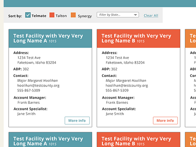 Facility Info Cards content organization ui ux