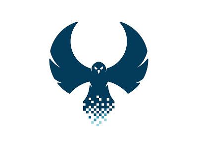 Logo Concept bird blue concept database hawk illustration logo pixel technology wings