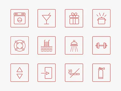 Icon set drink exit gift hotel icon icons lines outline pool set web