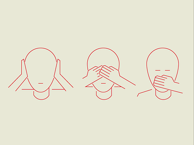 Hear No... See No... Speak No... animation hear no icon illustration line art mograph monoweight see no speak no