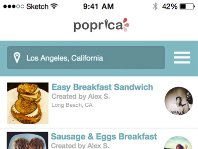 Poprica App app recipe ui