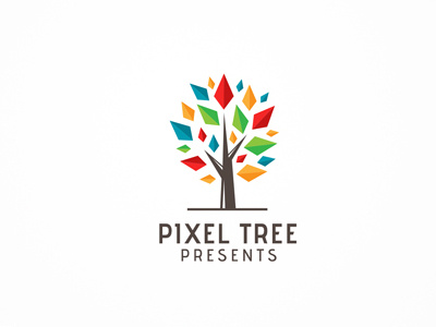 Pixel Tree clean brand creative tree developer digital identity entertainment geek it community media pixel logo print printers tree logo