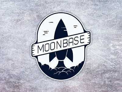 Moonbase sticker badge emblem illustration logo moon rocket sticker