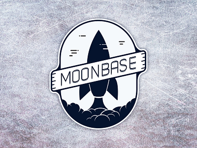 Moonbase sticker badge emblem illustration logo moon rocket sticker