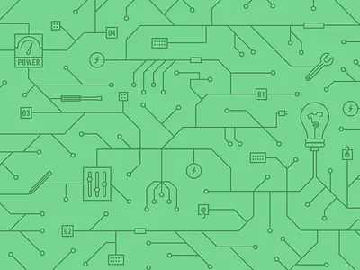 API Illustration api apps circuit board light bulb lines pattern pencil tech teespring wires