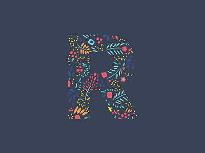 Floral R colorful floral floral pattern illustrated r leaves letter letter r logo multi colored pattern r