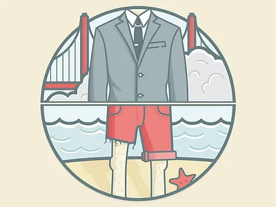 Body Mullet business clouds fun illustration mullet patch sf shorts suit vector