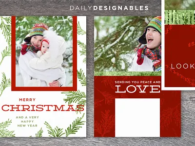 2014 christmas photo card template branch card christmas glitter gold holiday modern photo card psd template