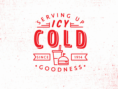 Icy Cold burger cold drink illustration red