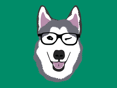 Husky Hipster first shot illustration logo