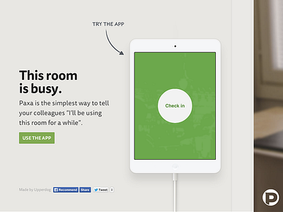 Paxa big type big typography button call to action cta demo green headline ipad landing tisa