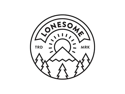 Lonesome Badge adventure badge forest logo mountain outdoors sun