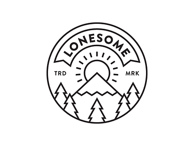 Lonesome Badge adventure badge forest logo mountain outdoors sun