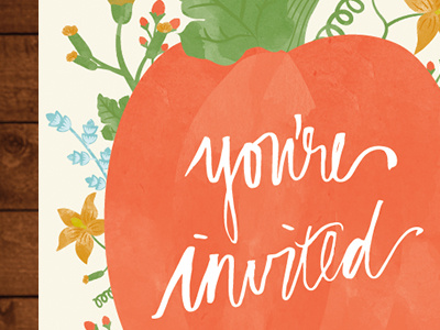 Thanksgiving Invitation fall flowers hand lettering pumpkin thanksgiving water colors