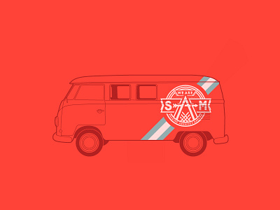 The SAM Van america badge branding crest decals expedition icon stripes travel vw bus wheels