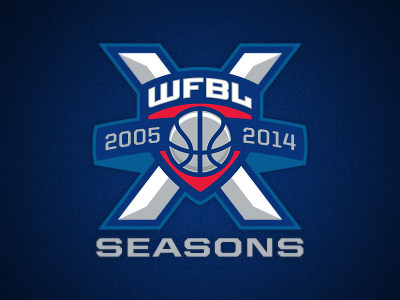 WFBL Ten Seasons Logo - Option 1 anniversary athletics banner basketball fantasy hoops logo shield wfbl x