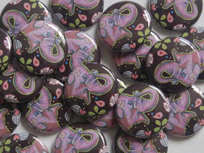 September 2014 Button Club badges button club circus elephant illustration pin back buttons pins