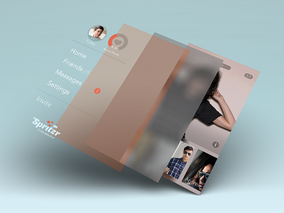 Spritzr iOS App Nav Layers app drawer effect glass layers left nav navigation side
