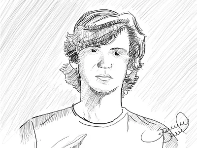 First Sketch - Self Portrait draw pencil self portrait sketch tablet wacom