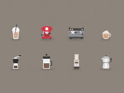 Flat Coffee Icons aeropress cafe coffee espresso flat icons moka