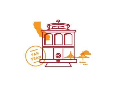 san francisco bridge california icon illustration san fran san francisco trolley vector