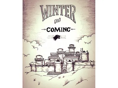 "Winter is Coming" design doodle drawing game of thrones got sketch typography
