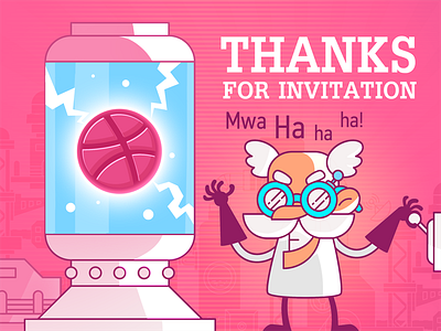 Dribbble ball debut dribbble illustration invitation thanks