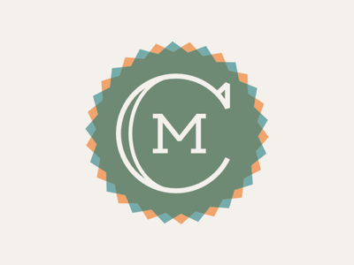 CM Monogram custom type lettering logo monogram seal starburst typography