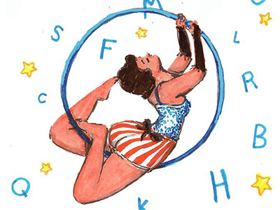 Circus Lady acrobat circus illustration letters markers