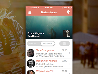 Everywhere Timeline application design everywhere ios iphone mobile music ui uid ux
