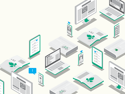 Guide to Online Media illustration ipad iphone isometric laptop macbook magazine monitor newspaper social media vector