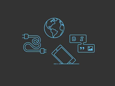 Drupal Icons cord drupal editor flat globe icon illustration iphone line mobile plug web design