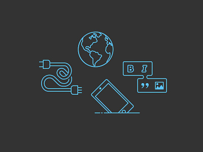 Drupal Icons cord drupal editor flat globe icon illustration iphone line mobile plug web design