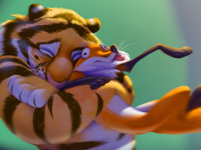 I love you, bro digital fox hug love noukah photoshop tiger