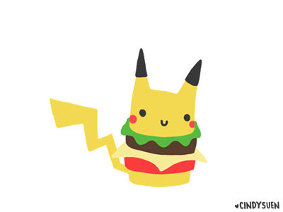 GIF: Pikachu Burger animation burger food gif pikachu pokemon spin