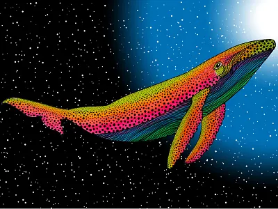 The rainbow whale of my dreams animal argentina artist colors illustration luna portnoi ocean process rainbow whale wip