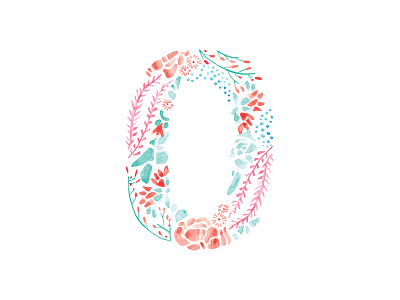 Watercolor Floral O alphabet floral o succulents watercolor