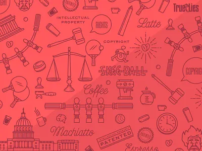 Skee-Ball coffee espresso gavel icon illustration latte law law scales pattern ping pong washington dc