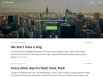 Key Lime - Bootstrap theme blog business copywriting green menu modern off canvas parallax professional simple writing