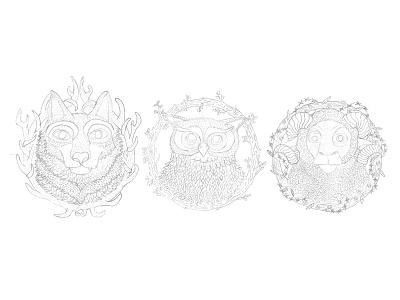 Blasons Animaux animals howl illustration ram shields wolf
