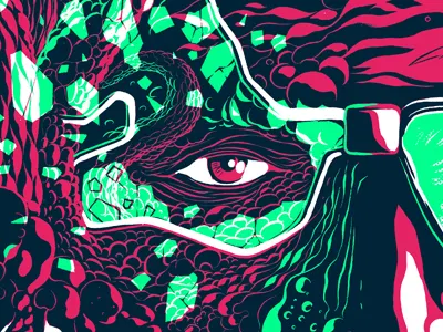 Mutation eye face fan art glass glasses horror illustration movie muti shatter skin transform