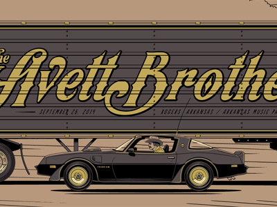 The Avett Brothers Rogers, AR Poster [Bandit] arkansas avett bandit gig poster metallics rogers screen print semi snowman trans am