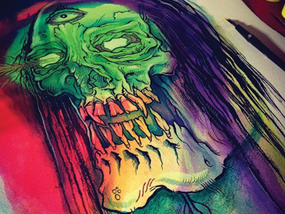 Zombies & Rainbows civilian halloween illustration ink raingbow undead watercolor zombie