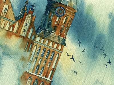 birds architecture birds building city watercolor