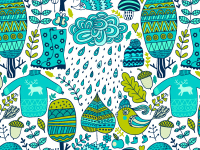 Autumn pattern autumn doodle forest pattern rain seamless