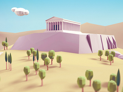 Acropolis 3d acropolis athens greece low poly